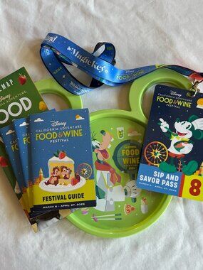Disneyland 2026 Food & Wine Festival Souvenirs: Pass, DCA Map, Guides, Plate